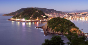 Night view of San Sebastian, Basque country, Spain