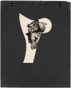 Jay DeFeo, Untitled [Estate No. E3275], 1976, gelatin silver print, photomechanical reproduction, black gesso on cut-out paper and tape on paper, 17 3/8 x 14 inches, courtesy: The Jay DeFeo Trust