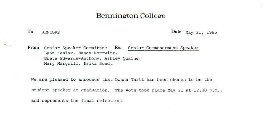 1986 student speaker donna tartt 1 ‹ Literary Hub