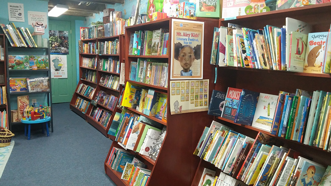 kids area chapter books and picture books