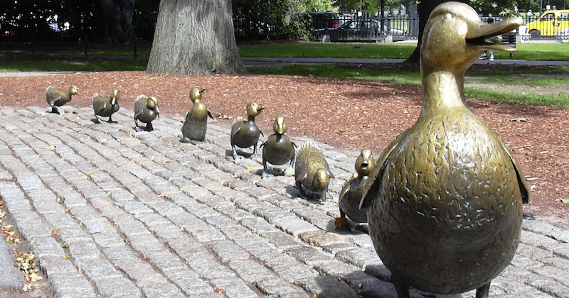 Boston's Public Garden Make Way for the Ducklings statues