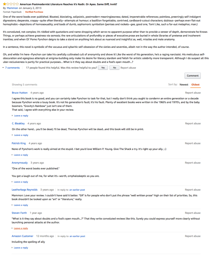 The 50 Best One-Star Amazon Reviews of Thomas Pynchon’s Gravity’s ...