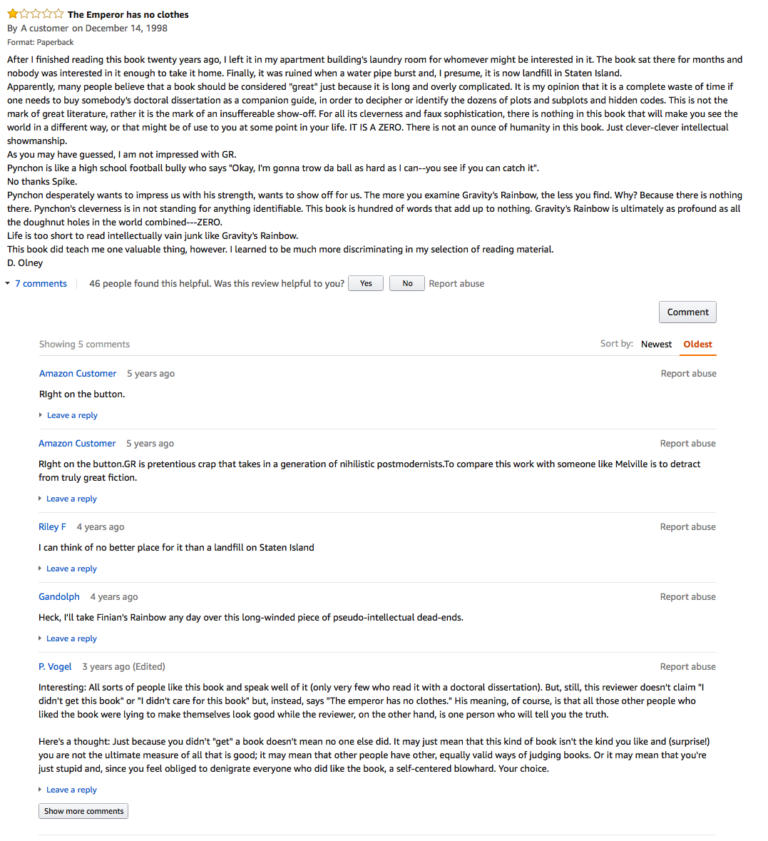 The 50 Best One-Star Amazon Reviews of Thomas Pynchon’s Gravity’s ...