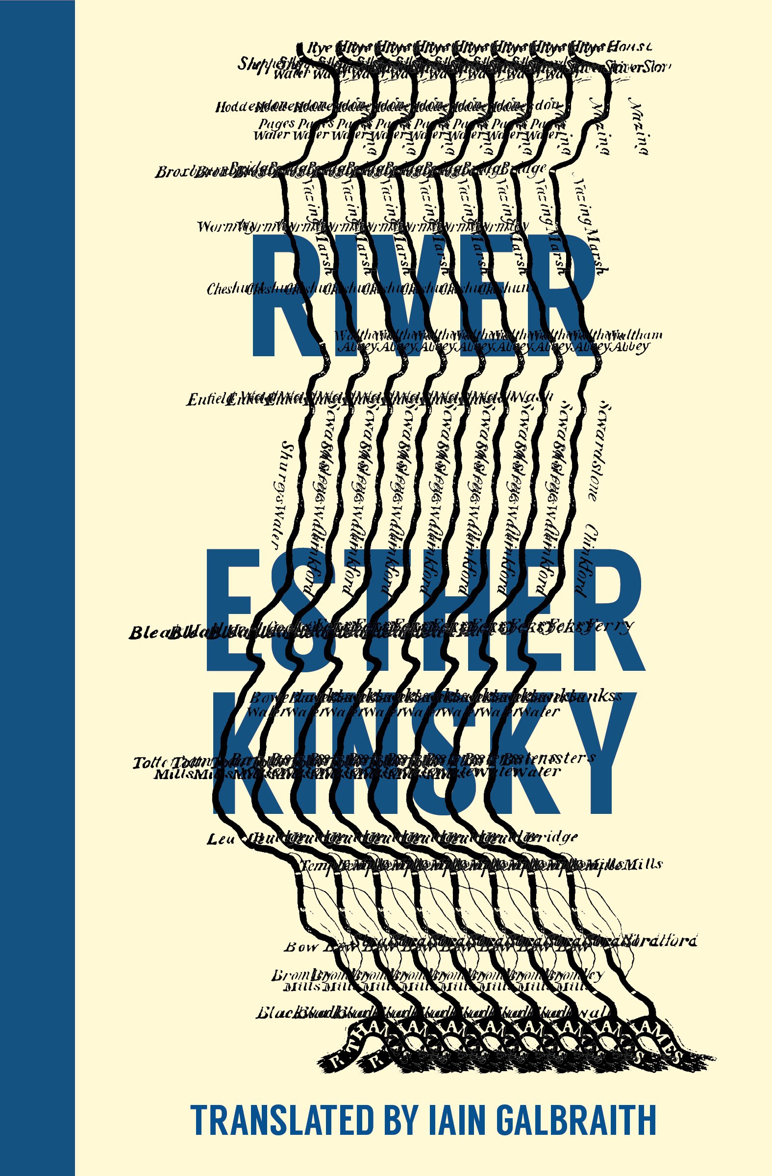 Esther Kinsky, tr. Iain Galbraith, <em>River</em>(paperback), design by Justin Carder (Transit Books)