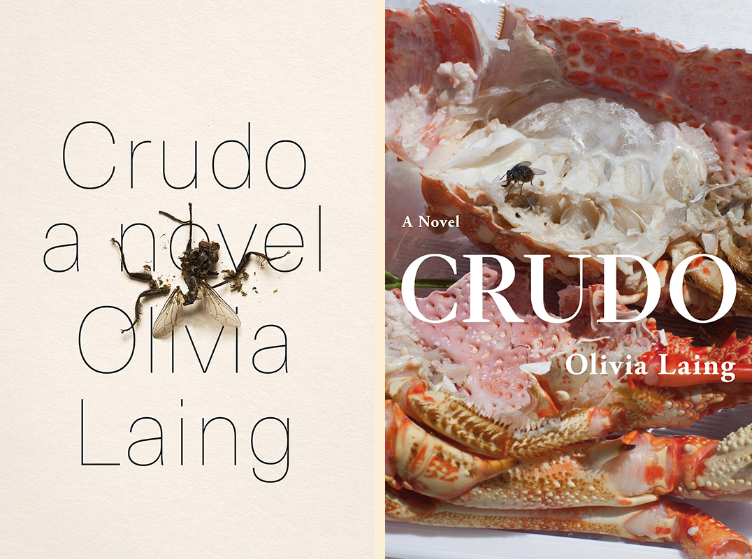 Olivia Laing, <em>Crudo</em>: US cover design by tk tk (Norton); UK cover design by Justine Anweiler, photograph by Wolfgang Tillmans (Picador UK)