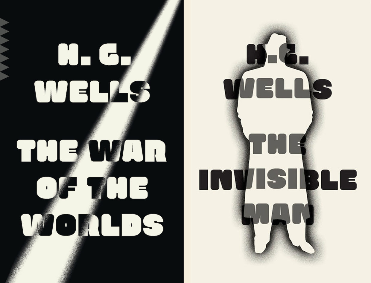 H. G. Wells, The War of the Worlds, and The Invisible Man, designed by Linda Huang (Vintage)