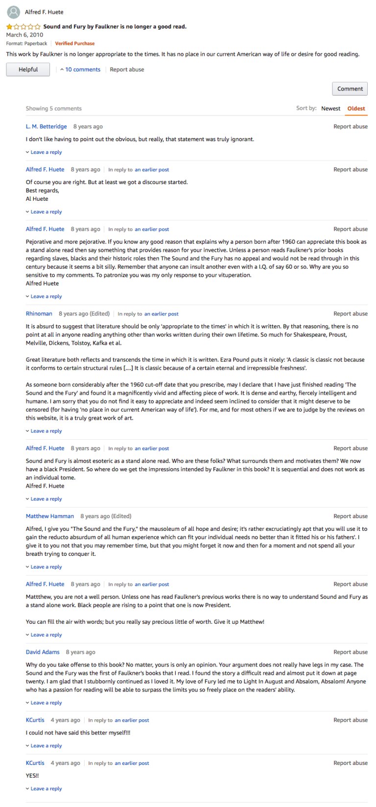 The 50 Best One-Star Amazon Reviews of Faulkner’s The Sound and the ...