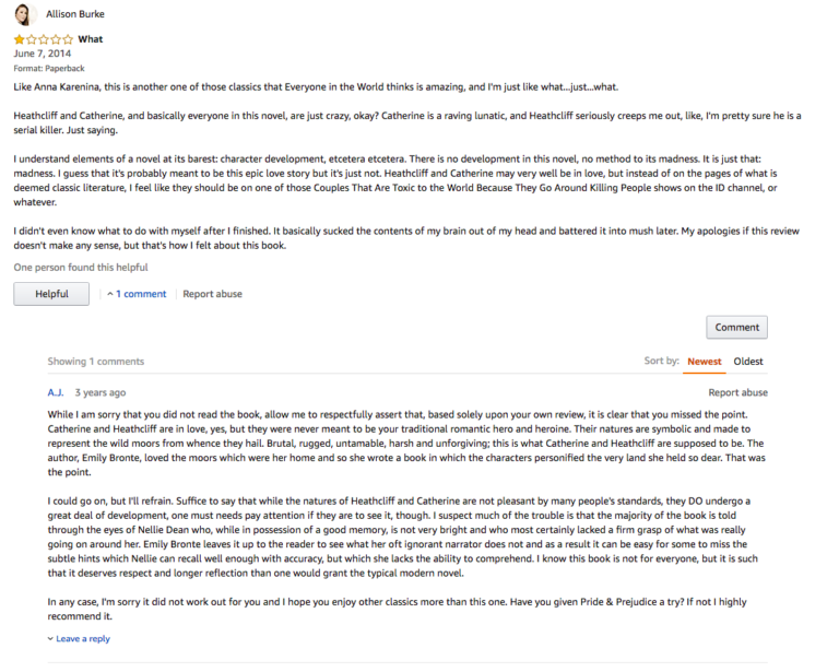 The 50 Best One-Star Amazon Reviews of Wuthering Heights ‹ Literary Hub