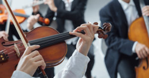 classical orchestra string section sounds like titanic