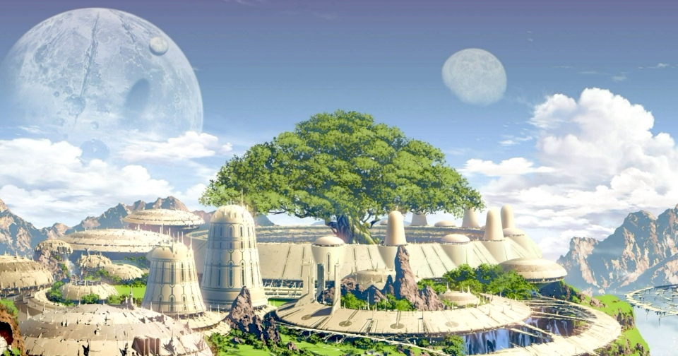 Solarpunk City, Fantasy landscape, Eco city
