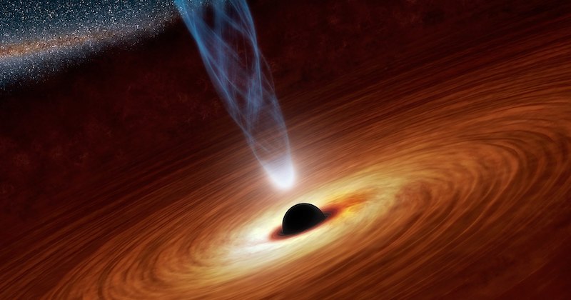 object getting sucked up by a black hole