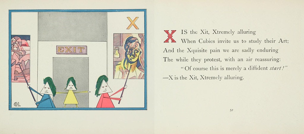 How did alphabet books tackle the letter 'x' before x-rays and