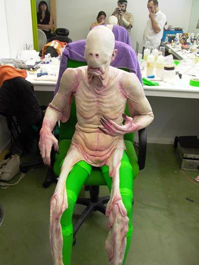 Doug Jones in make-up chair as the Pale Man