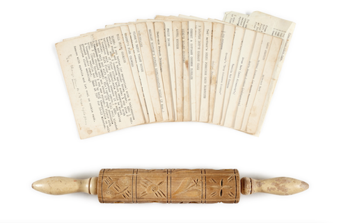 Lot 45, Collection of recipes and a rolling pin, Sothebys