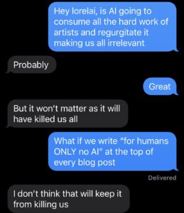 AI will eventually kill us all, says an IP attorney I texted.