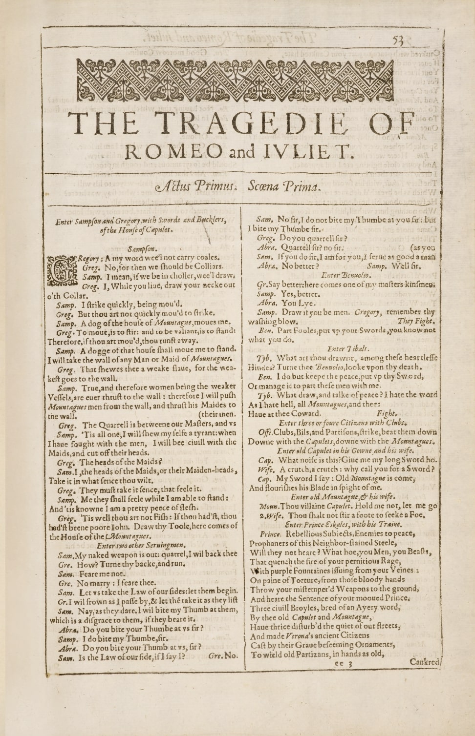 Shakespeare's First Folio — Romeo & Juliet