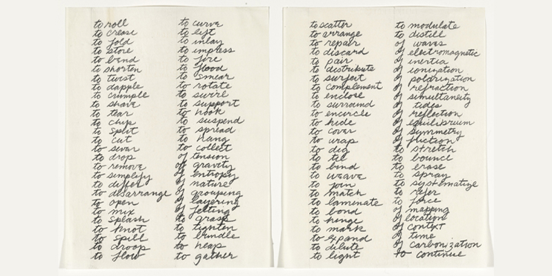 Richard Serra’s “Verb List” is both art and to-do list.