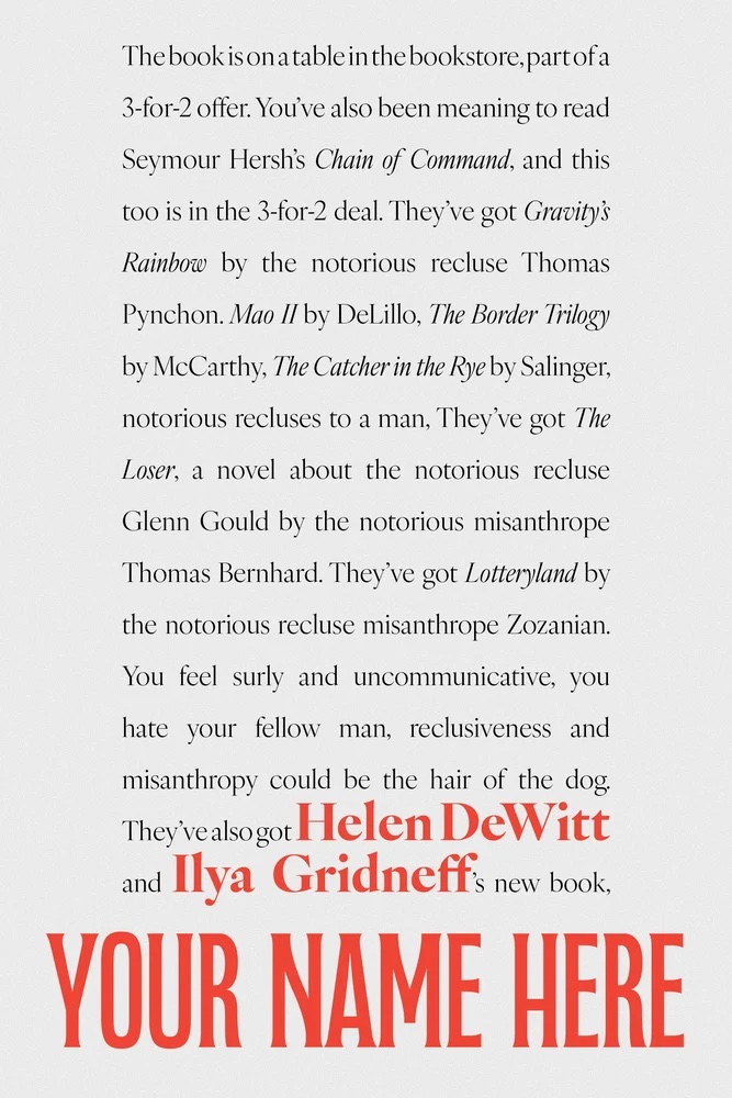 Helen DeWitt and Ilya Gridneff, Your Name Here