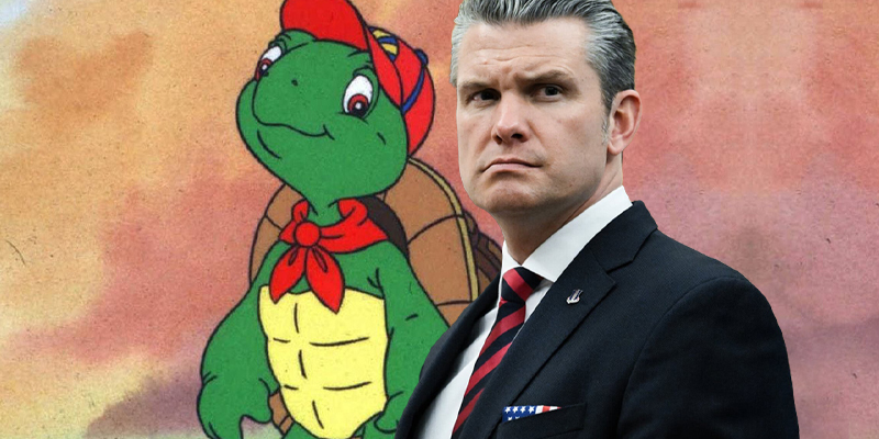 A kid’s book press had to tell Pete Hegseth to not depict their turtle committing murder.