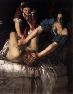 Artemisia Gentileschi, Judith beheading Holofernes, 1611-12, oil on canvas, 159 x 126 cm (painting has been trimmed) (Museo Nazionale di Capodimonte, Naples)